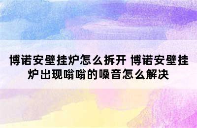 博诺安壁挂炉怎么拆开 博诺安壁挂炉出现嗡嗡的噪音怎么解决